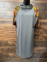 LuLaRoe Women&#39;s Julia Grey Orange Flower Detail Comfort Fitted Dress Size 2X - £12.83 GBP