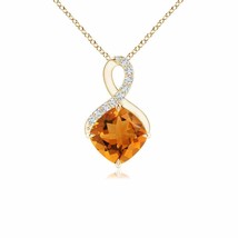 ANGARA 6MM Citrine Infinity Pendant Necklace with Diamonds in 14K Yellow Gold - £285.05 GBP