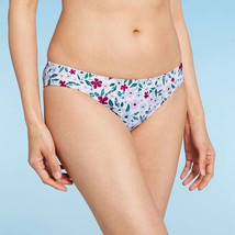 NWT Kona Sol Women&#39;s Floral Medium Coverage Bikini Bottom, White - £8.01 GBP