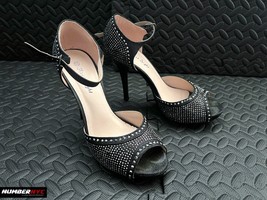 First Sight 9933-8 High Heel Dressy Black Pumps Shoes Rhinestones Women Size 8.5 - £23.72 GBP