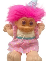 Vintage Russ Troll Kidz Happy Birthday Plush Doll 90s Pink Hair 12&quot; Collectible - $16.82