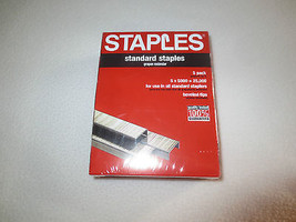 BOXED Staples 5-Pack STANDARD STAPLES - Sealed - 25,000 Beveled Tips Sta... - £3.97 GBP