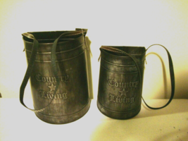 Country Living Hanging Buckets in Distressed Metal image 3