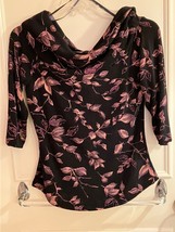 JBS Women&#39;s Medium S Black Pink Sparkle Embroidered Dressy Top Shirt Cow... - $21.80