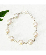 925 Argent Sterling Naturel Bracelet Perle Handmade Bijoux Pierre de Nai... - $58.87