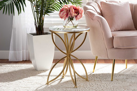 Alan Gold Finished Metal End Table w/Marble Tabletop - $157.00