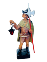 Black Forest Germany figurine hand carved knight halberd lantern trumpet statue - £54.17 GBP