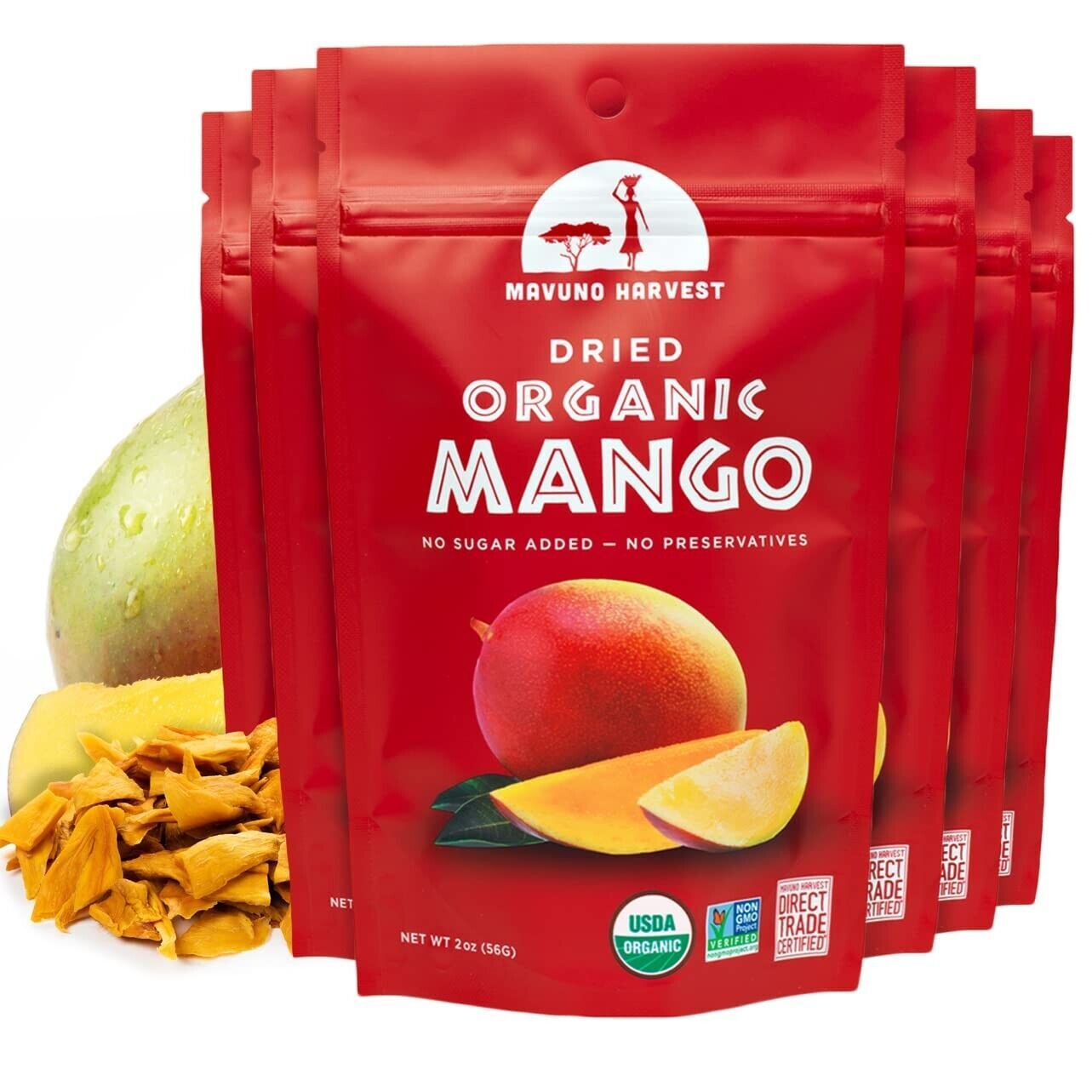 (6 pk) Mavuno Harvest 100% Organic Dried Fruit MANGO ORGANIC/NON GMO/0 SUGAR - $18.80