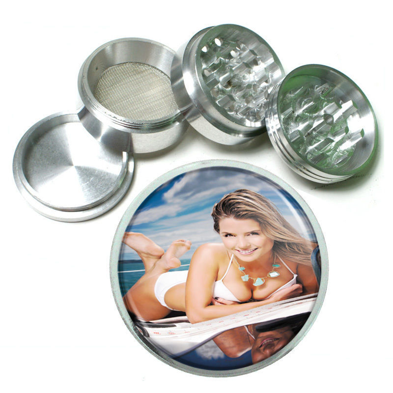 Beach Babes Pin Up D2 Aluminum Herb Grinder 2.5&quot; 63mm 4 Piece - $16.78
