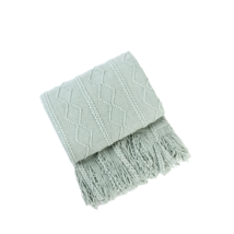 Anyhouz Gray Throw Blanket Faux Cashmere Sofa Cover Vertical Bar Diamond Knit Pl - £55.74 GBP+