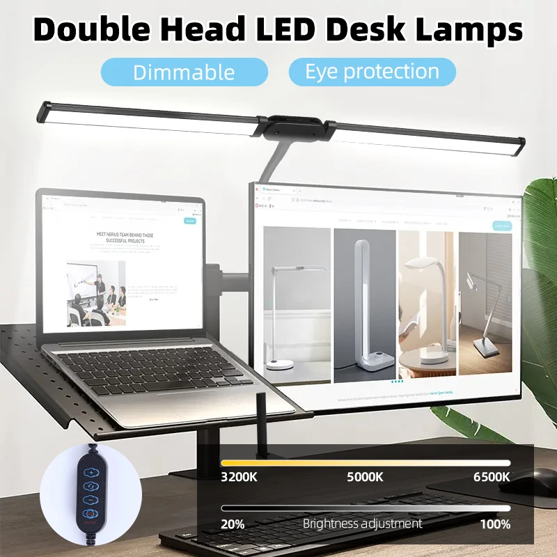 Double Head Desk Lamp Led Reading Light Stand Wide Screen Monitor Lights for - £23.32 GBP+