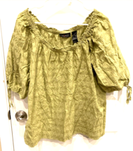 Axcess Shirt Womens XL Green Off The Shoulder 3/4 Sleeve Textured Blouse... - £7.02 GBP
