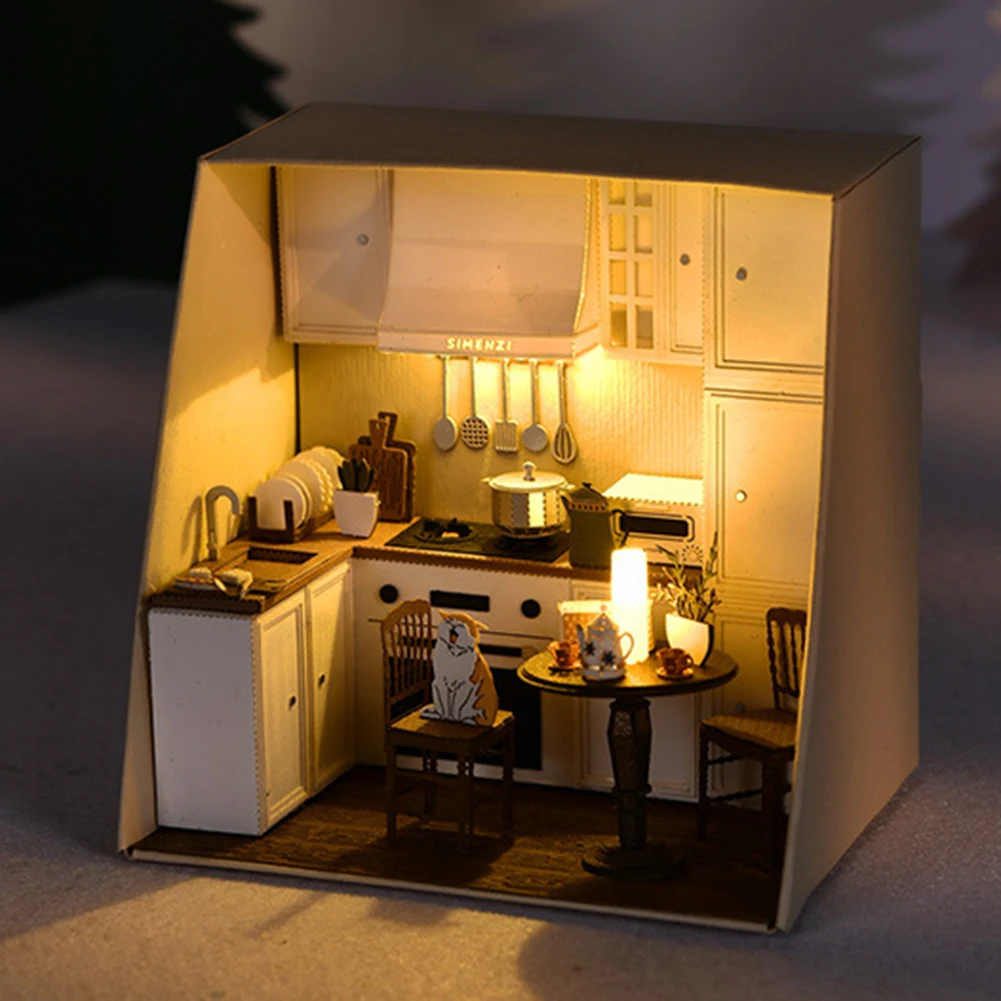 DIY 3D Assemble Handmade Dollhouse Wooden House Miniature Furniture Building - £14.05 GBP+