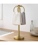 Hoimpro 17&quot; Brushed Gold Free Standing Towel Rack Bracket, Double Towel ... - $51.92