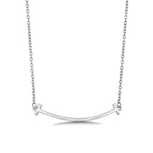 Sterling Silver Double T Curved Bar Necklace - £24.37 GBP