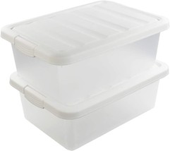 Wekioger Versatile Storage Organizer Plastic Bins With Lids, White 2, 14 Quart. - £33.61 GBP
