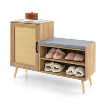 2-in-1 Rattan Shoe Cabinet with Bench Shoe Storage Bench with Washable C... - €157,36 EUR