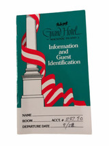 Grand Hotel Mackinac Island Information &amp; Guest Identification Booklet B... - $10.82
