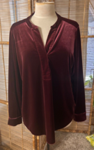 Lauren Ralph Lauren burgundy Velvet V-Neck Tunic Old Money Womens Size XL - £27.03 GBP