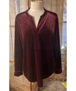 Lauren Ralph Lauren burgundy Velvet V-Neck Tunic Old Money Womens Size XL - $47.54 CAD
