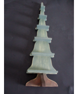 TERRY&#39;S VILLAGE GREEN WOOD TREE SHAPED SHELF 19-1/2&quot; TALL THIN DESIGN W/... - $12.82