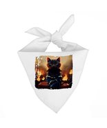 Funny Cat Art Pet Bandana - Fireman Dog Bandana - Printed Pet Scarf (S) - £13.23 GBP