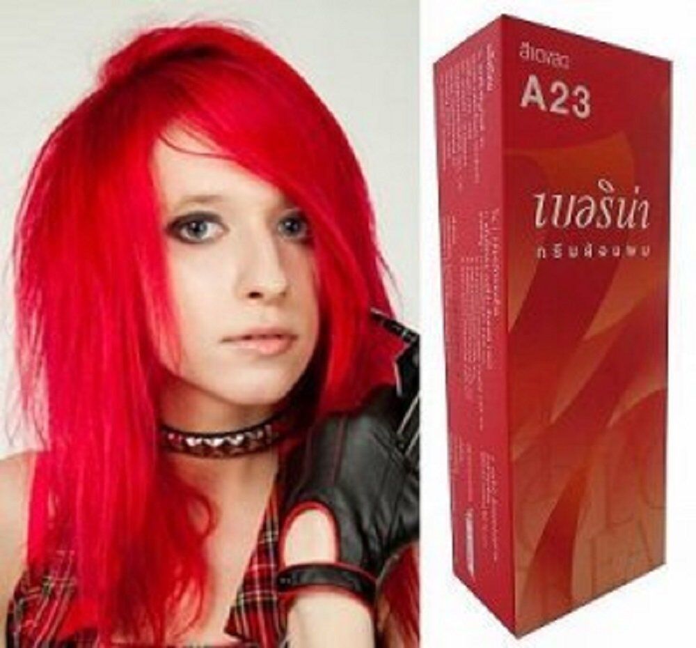 Berina A23 Bright Red HAIR COLOUR Permanent cream HAIR DYE  - $16.44