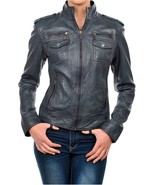 Women Leather Jacket Slim fit Biker Motorcycle Genuine Lambskin Jacket WJ091 - £93.92 GBP