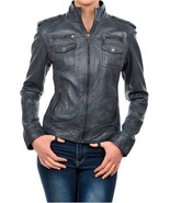 Women Leather Jacket Slim fit Biker Motorcycle Genuine Lambskin Jacket W... - $161.21 CAD