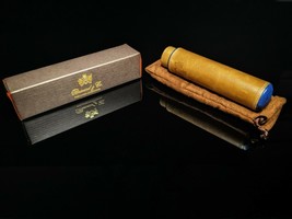 Brizard and Co Blue Ostrich and Camel Color Leather cigar tube holder - $145.00