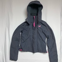 Hollister Gray Neon Pink Coat Women’s Small Hooded Winter Jacket Skater ... - £46.72 GBP