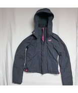 Hollister Gray Neon Pink Coat Women’s Small Hooded Winter Jacket Skater ... - £46.72 GBP