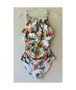 Ellen Tracy Sz 12 Keyhole High Neck One Piece Stretch Swimsuit Floral Bi... - €23,36 EUR
