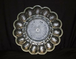 Old Vintage Hobnail Clear by Indiana Glass Deviled Egg Relish Plate Raised MCM - £23.80 GBP