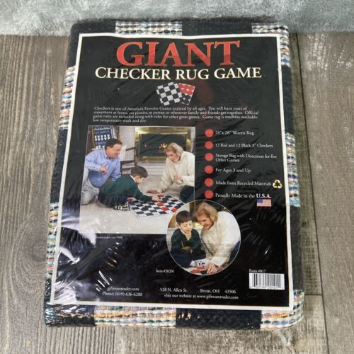 Jumbo Checkers Tic-Tac-Toe Rug Games 28"x28" Vintage Sealed - $23.74