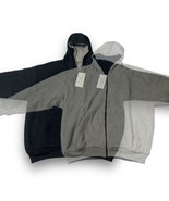 Thermal Waffle Knit Full Zip Reversible Hoodie Heavyweight 5XL EZ Street... - $55.39 CAD