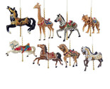 KURT ADLER 5&quot; SET OF 8 CAROUSEL HORSE &amp; ANIMAL CHRISTMAS ORNAMENT SET C8523 - $128.88