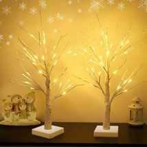 Set Of 4 Warm White Birch Tree Light With Battery Or Usb Powered 24 Led ... - $87.99