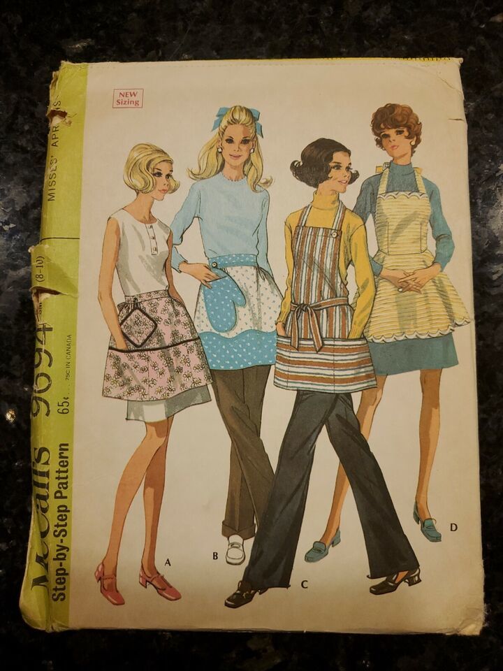 Vintage McCall's Pattern 9694 Misses Aprons Size Small 8-10 Uncut Complete Fold - £7.46 GBP