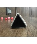 Natural Black Onyx Triangle Shape Ring, 925 Sterling Silver Chunky Jewel... - $1,123.29 MXN