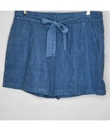 Womans Artisan NY 100% Linen High Waisted Buttton Fly Shorts Ribbon Tie ... - £15.86 GBP