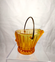 Amber Yellow Depression Glass Small Bucket Pail With Handle Continental ... - $9.49