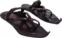 Mens Kolhapuri Soft Leather chappal Jesus Flat HT77 BOHO Sandals US size... - $36.96