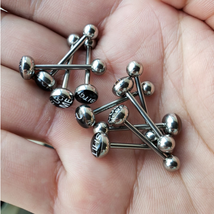 2PC Epoxy 14G Surgical Steel Barbell Word/Logo Tongue Piercing - £3.18 GBP