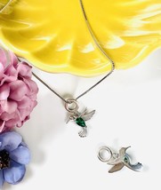 Sterling Silver 925 Humming Bird Animal Pendant And 45 CM Box Chain Necklace - £23.90 GBP