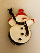 Enameled Snowman Pin Brooch 2 Inches Tall - £2.35 GBP