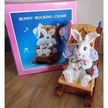 Easter Bunny in Rocking Chair Music Box Plays “Easter Parade” Song PLEAS... - $11.67