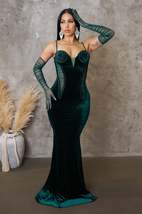 Velvet Braided Rope Mermaid Dress- Hunter Green - £56.83 GBP