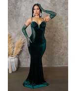 Velvet Braided Rope Mermaid Dress- Hunter Green - £55.94 GBP