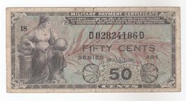 USA, Serie MPC 481, 50 Cent, Certificato Di Pagamento Militare, PM25, XF... - $54.70